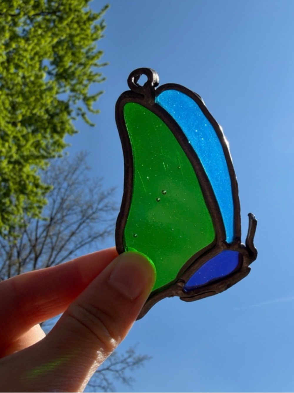 Vintage Stained Glass Butterfly Sun Catcher